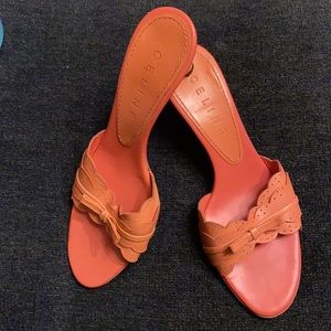 Vintage Celine pink leather kitten heel mule 90s